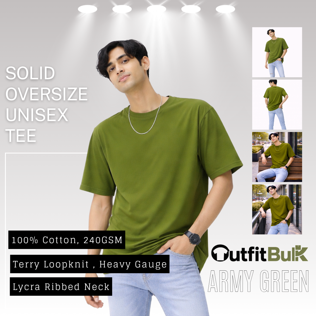 240 GSM Terry Loopknit Oversized T-Shirt  Wholesale Blank Unisex Tee