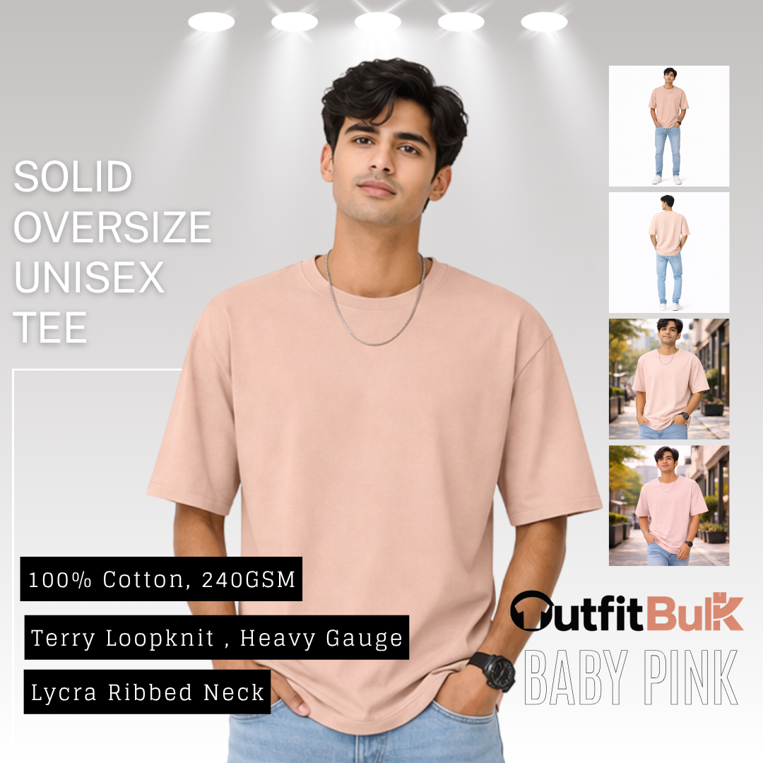 240 GSM Terry Loopknit Oversized T-Shirt  Wholesale Blank Unisex Tee