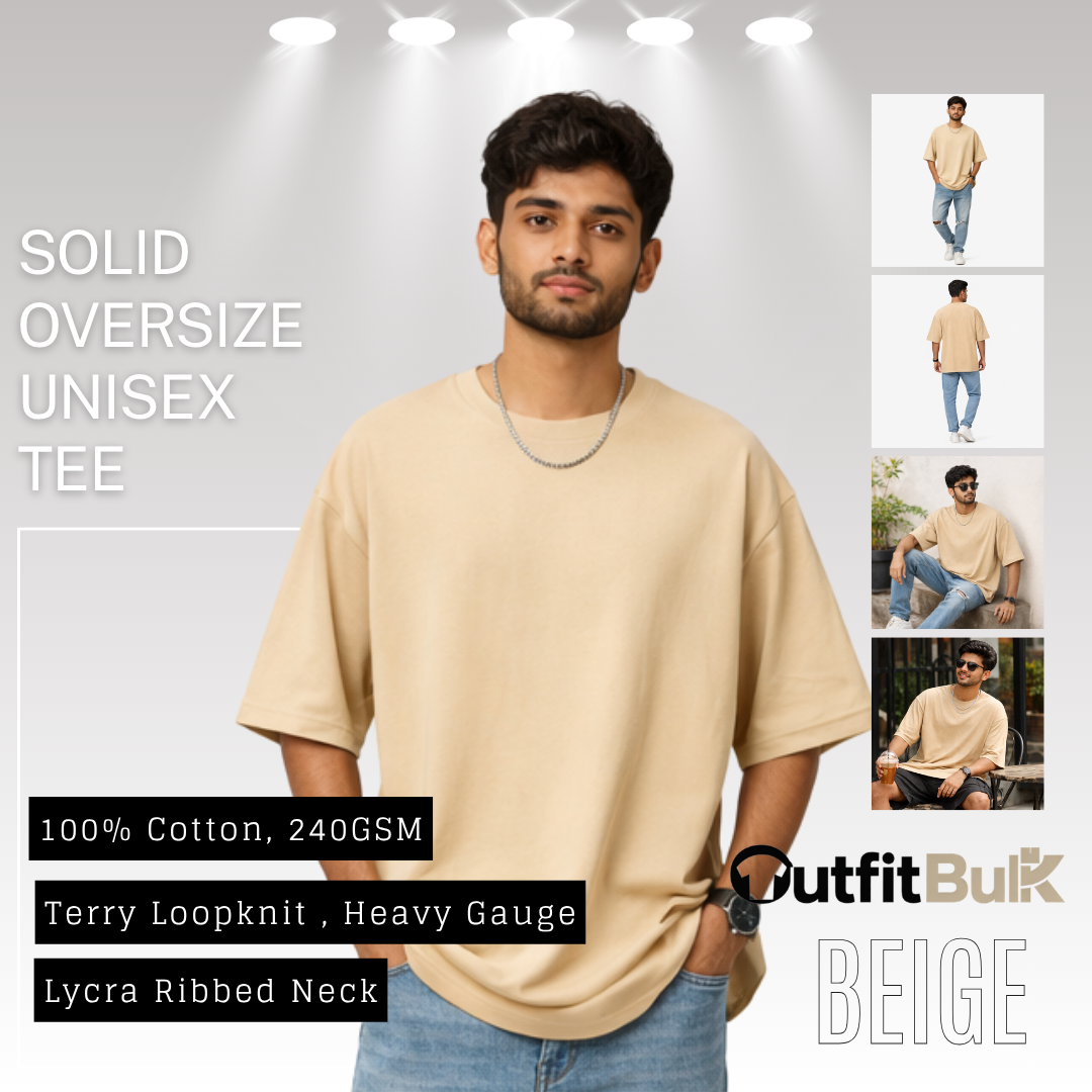 240 GSM Terry Loopknit Oversized T-Shirt  Wholesale Blank Unisex Tee