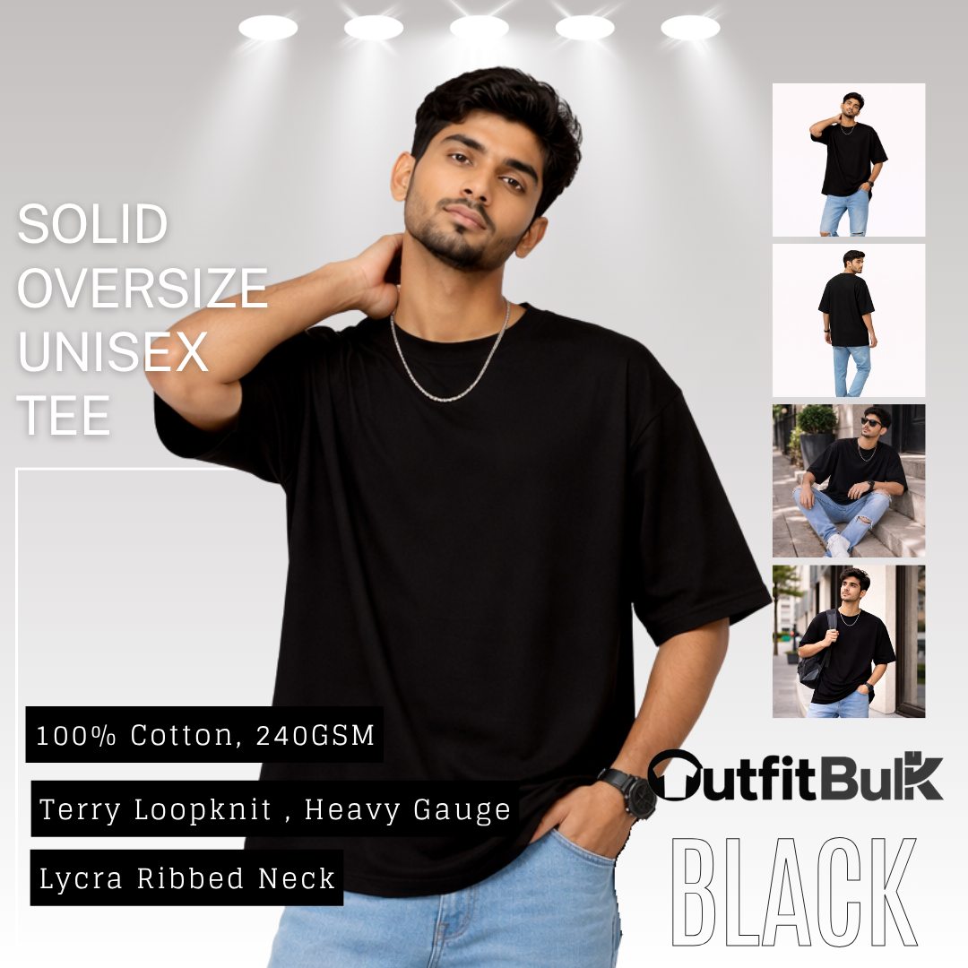 240 GSM Terry Loopknit Oversized T-Shirt  Wholesale Blank Unisex Tee
