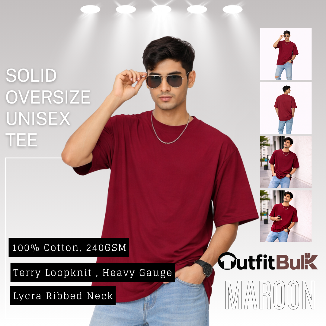 240 GSM Terry Loopknit Oversized T-Shirt  Wholesale Blank Unisex Tee