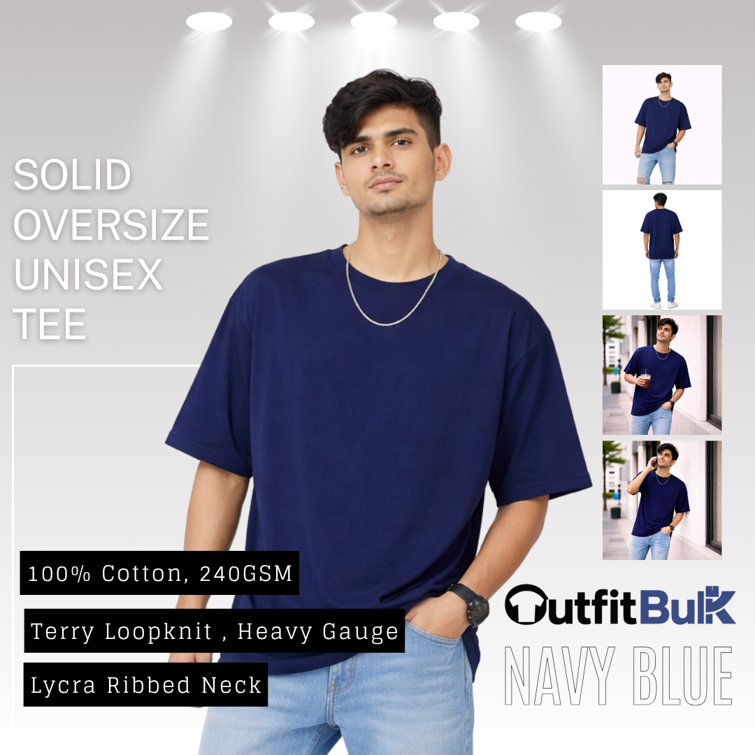 240 GSM Terry Loopknit Oversized T-Shirt  Wholesale Blank Unisex Tee