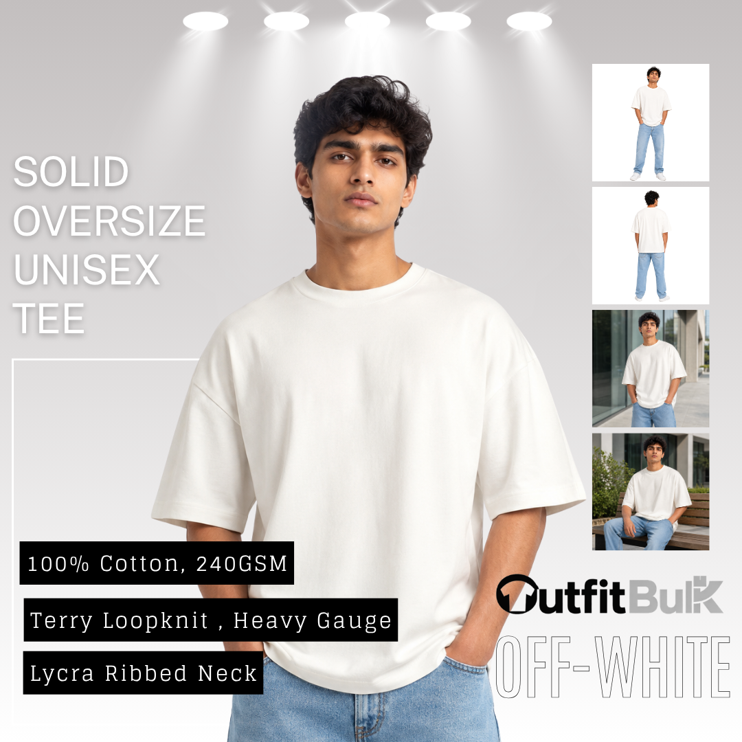 240 GSM Terry Loopknit Oversized T-Shirt  Wholesale Blank Unisex Tee