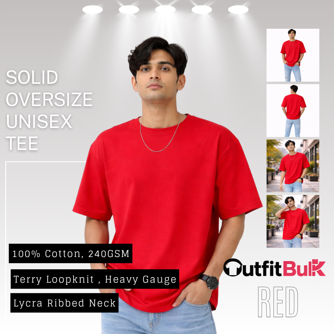 240 GSM Terry Loopknit Oversized T-Shirt  Wholesale Blank Unisex Tee