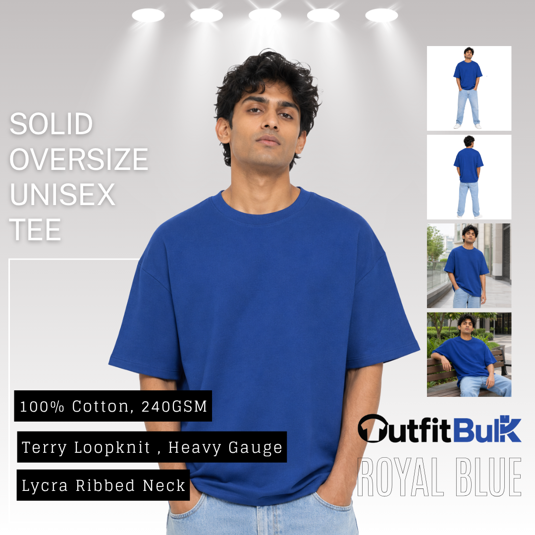 240 GSM Terry Loopknit Oversized T-Shirt  Wholesale Blank Unisex Tee