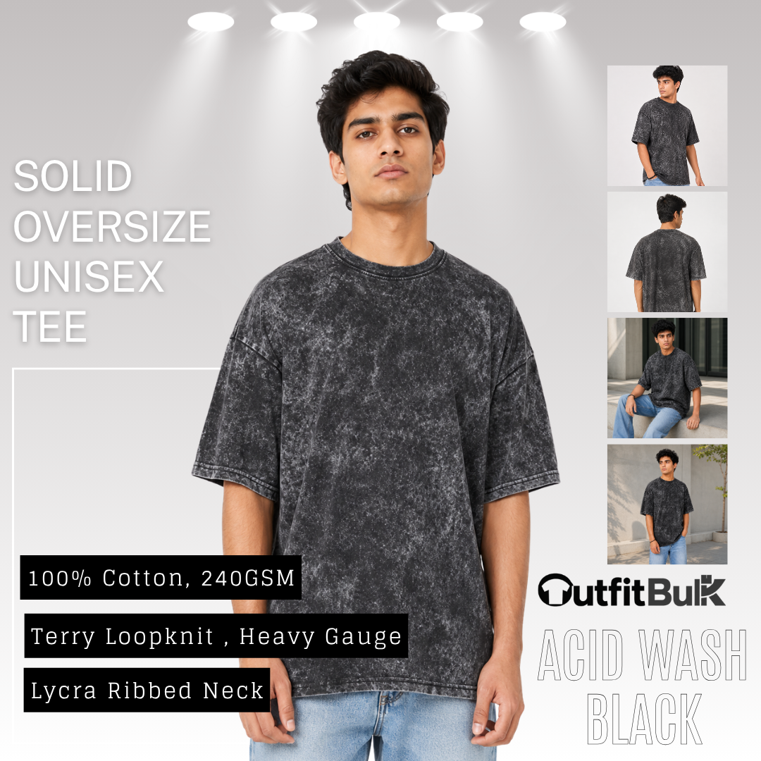 240 GSM Acid Wash Oversized T-Shirt Wholesale Blank Tee