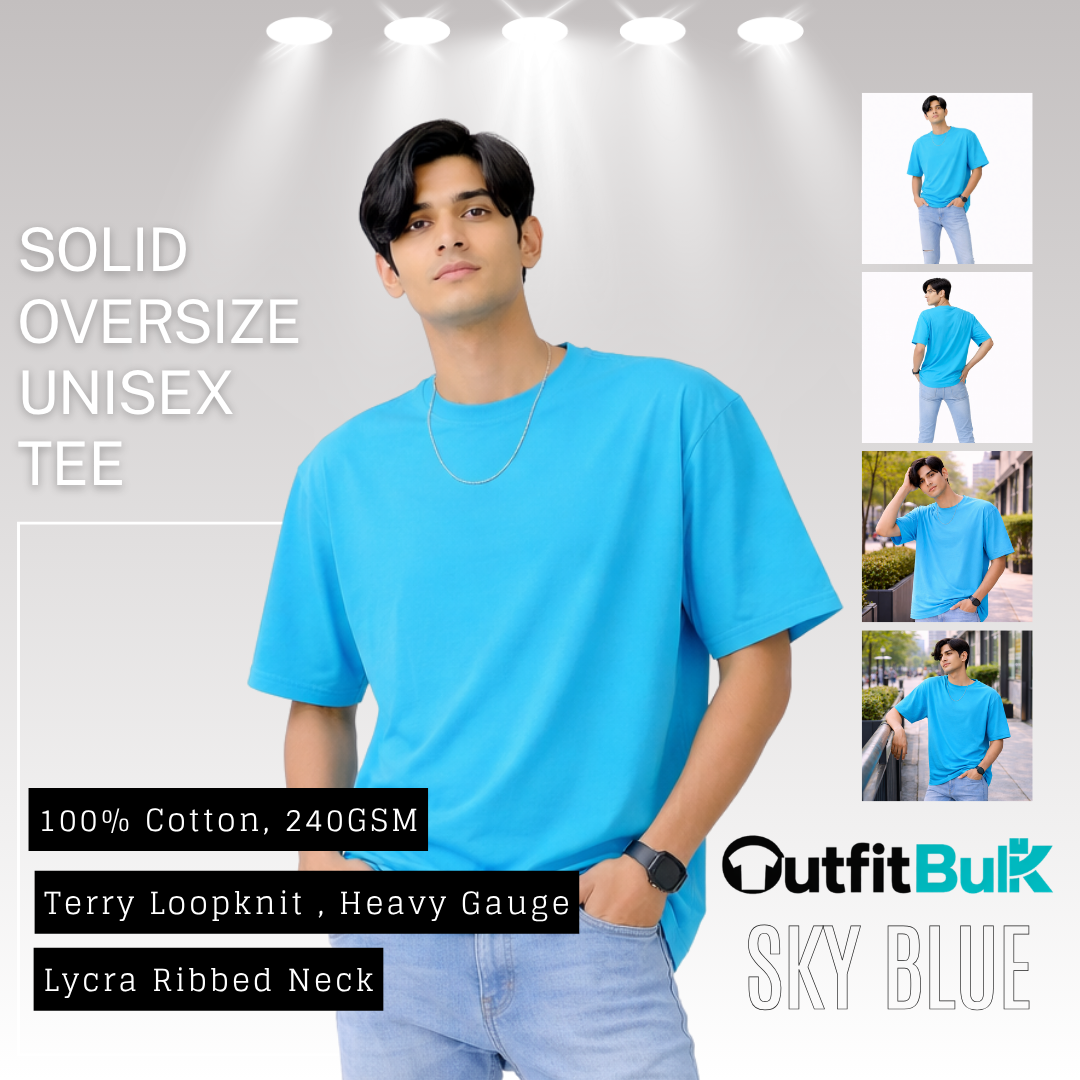 240 GSM Terry Loopknit Oversized T-Shirt  Wholesale Blank Unisex Tee