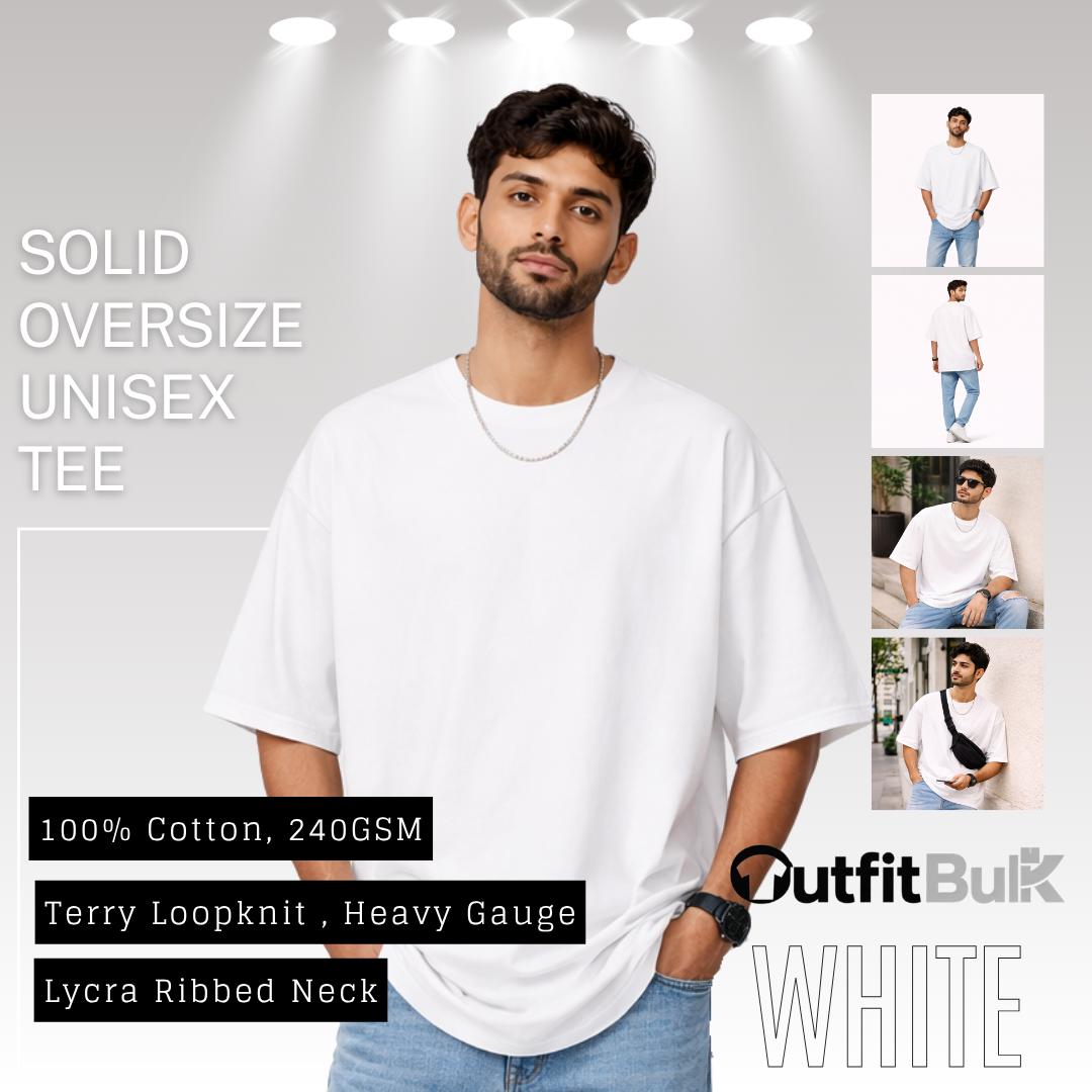240 GSM Terry Loopknit Oversized T-Shirt  Wholesale Blank Unisex Tee