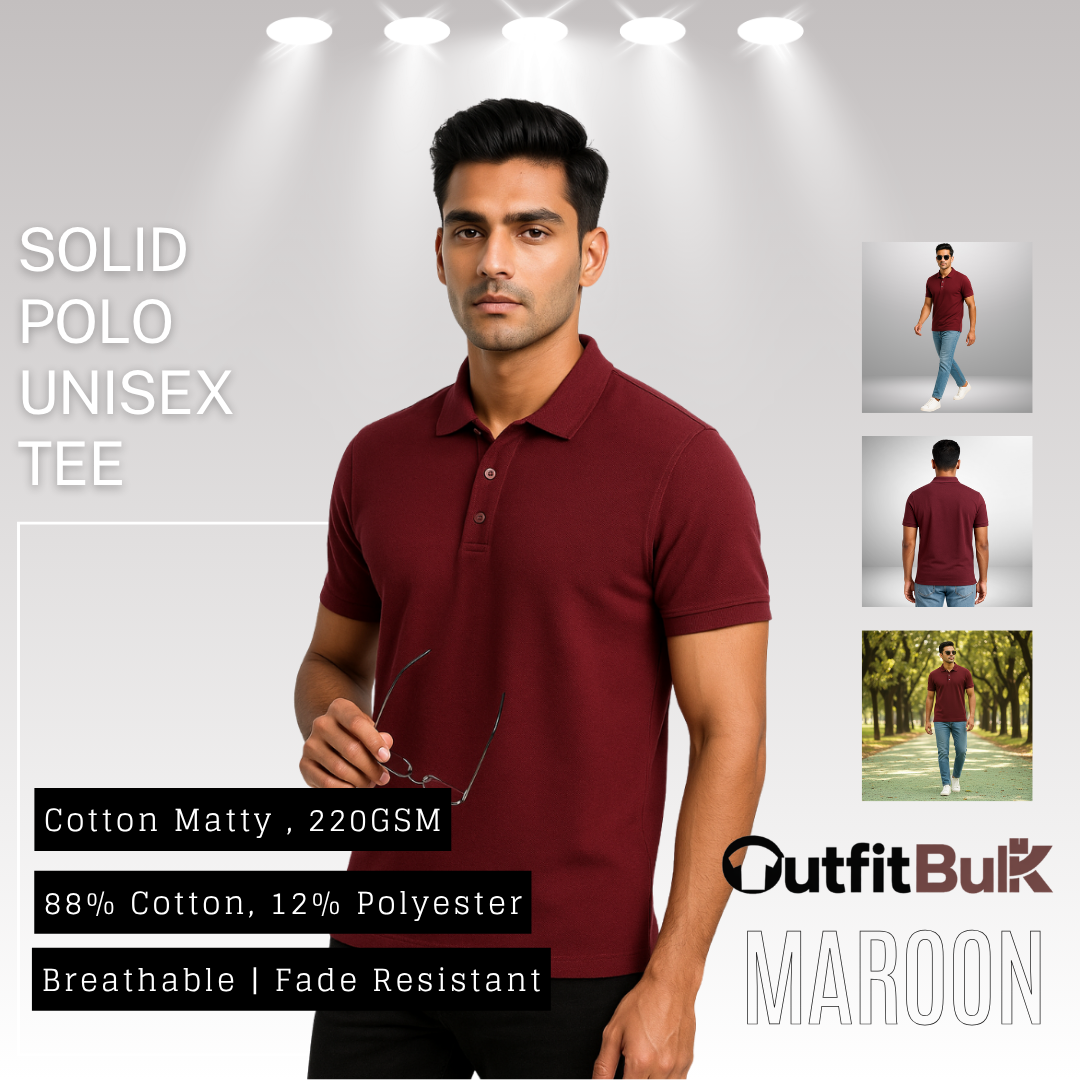 220 GSM Matty Piqué Polo T-Shirt Wholesale Blank Unisex Polo
