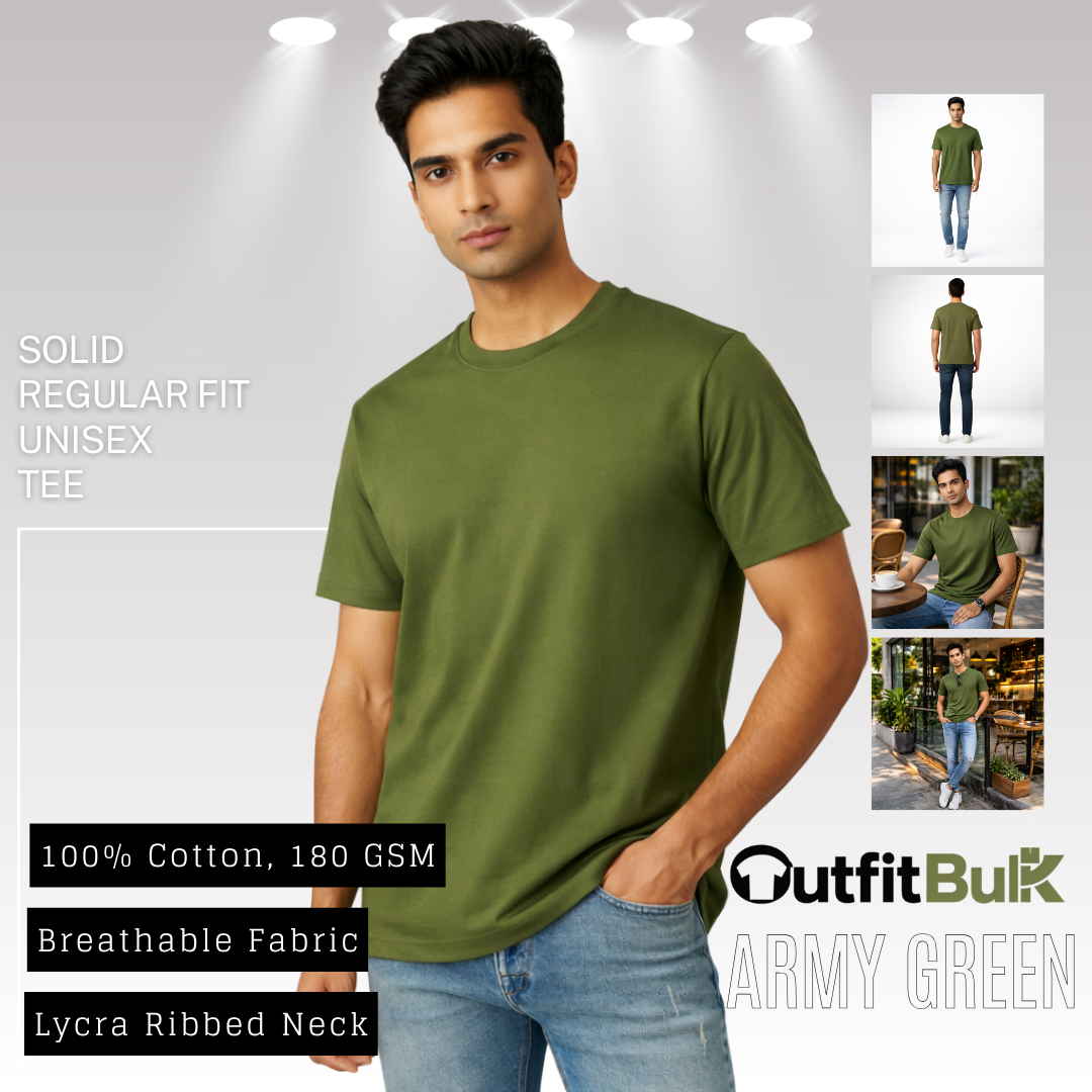 180 GSM Cotton Round Neck T-Shirt Wholesale Blank Unisex Tee