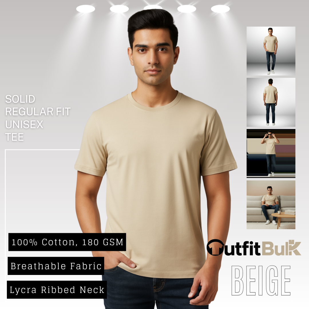 180 GSM Cotton Round Neck T-Shirt Wholesale Blank Unisex Tee
