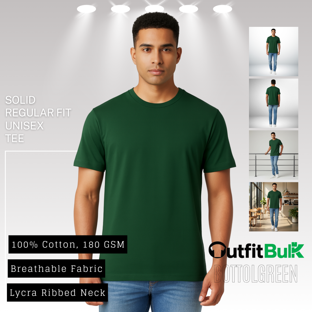180 GSM Cotton Round Neck T-Shirt Wholesale Blank Unisex Tee