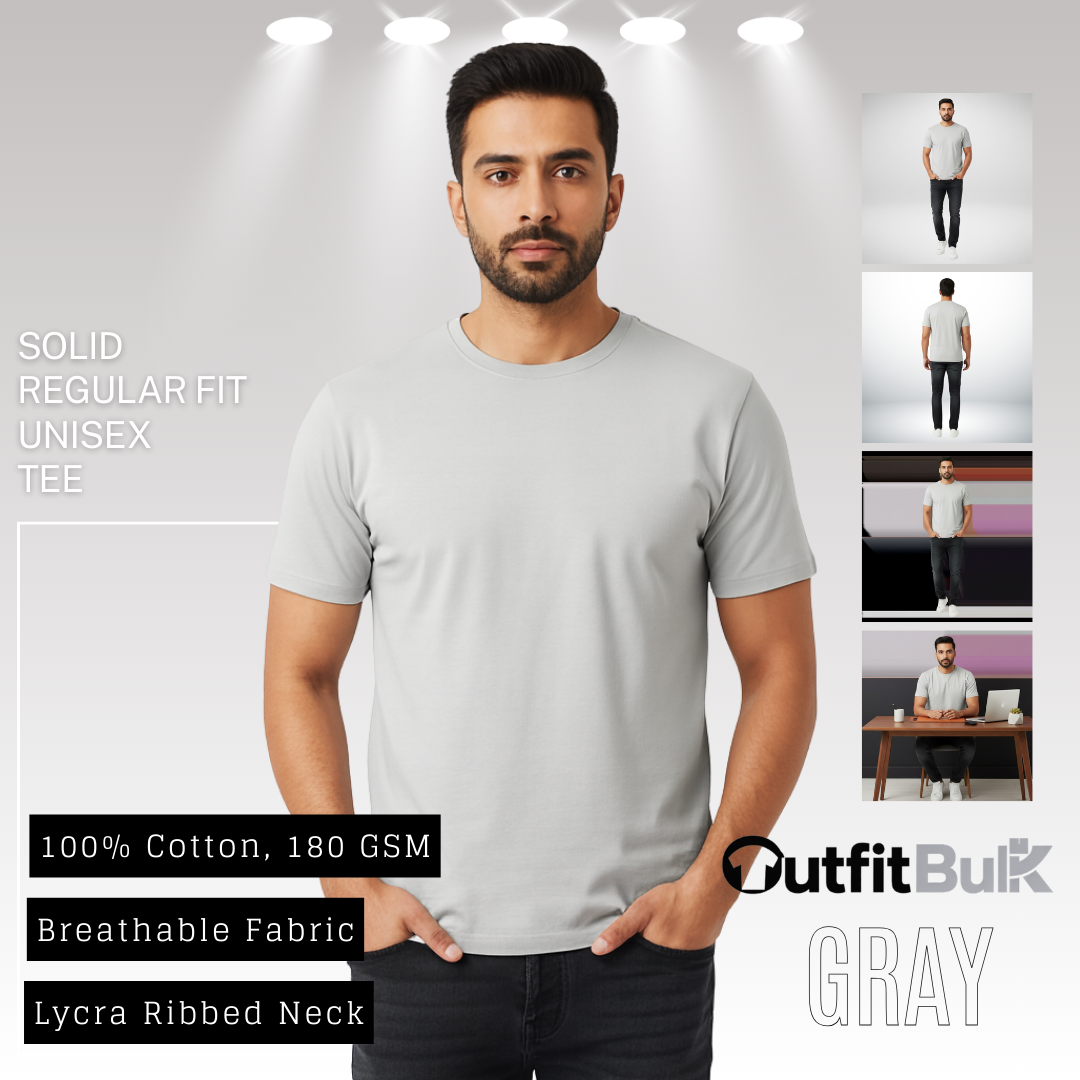 180 GSM Cotton Round Neck T-Shirt Wholesale Blank Unisex Tee