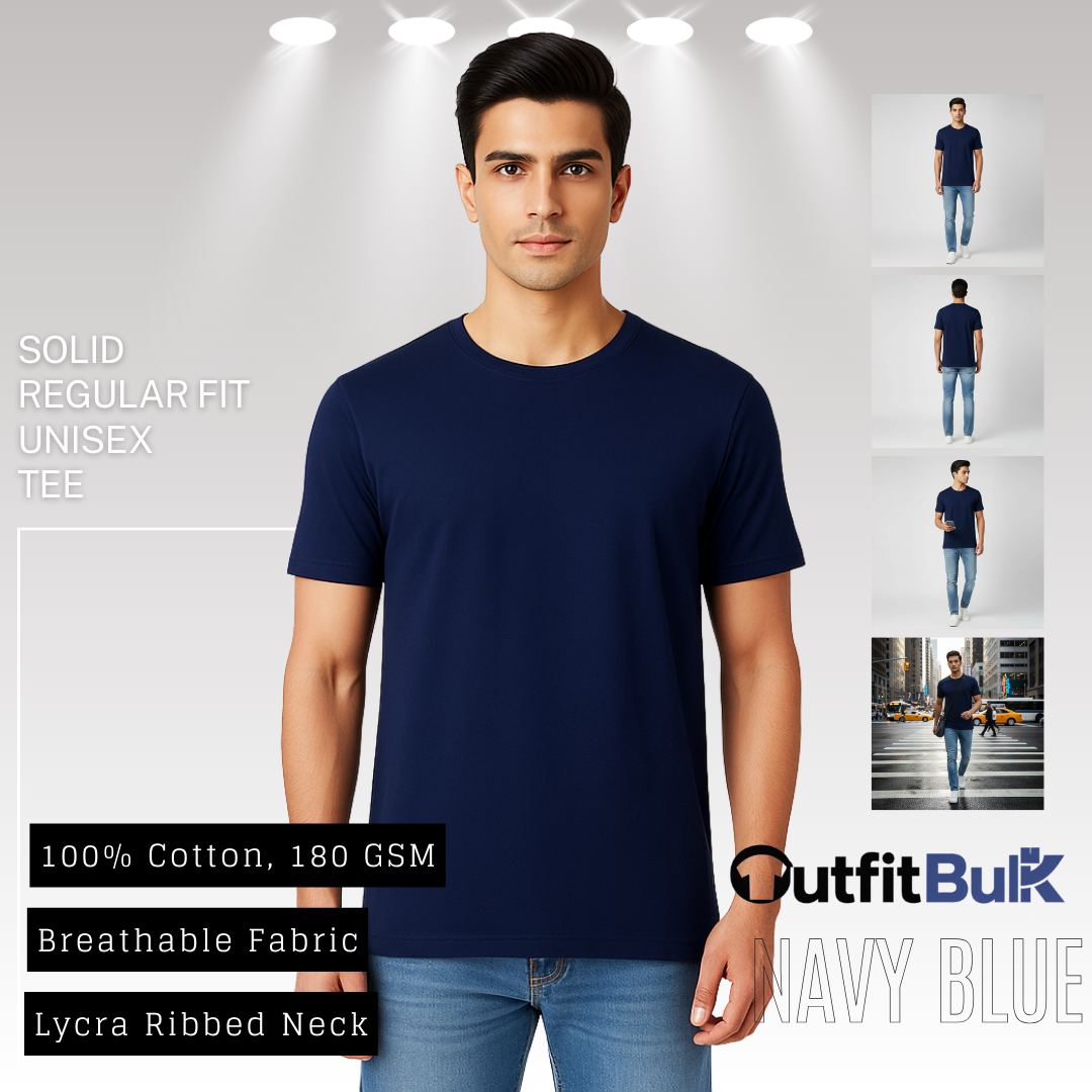 180 GSM Cotton Round Neck T-Shirt Wholesale Blank Unisex Tee