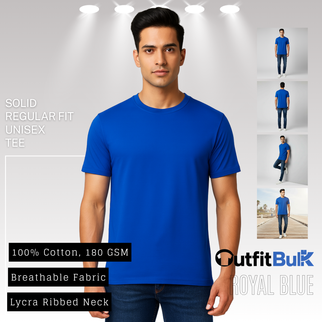 180 GSM Cotton Round Neck T-Shirt Wholesale Blank Unisex Tee