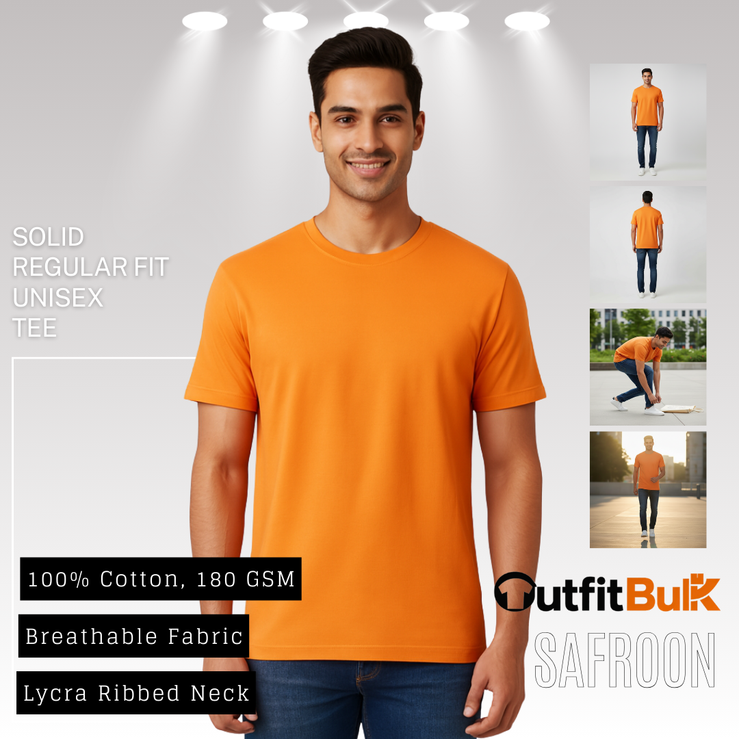 180 GSM Cotton Round Neck T-Shirt Wholesale Blank Unisex Tee