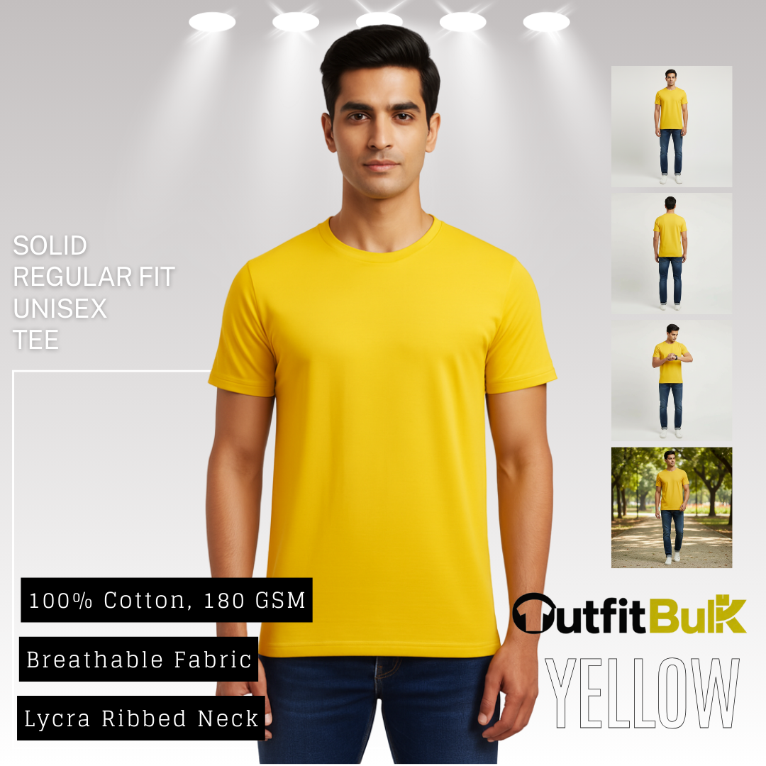 180 GSM Cotton Round Neck T-Shirt Wholesale Blank Unisex Tee